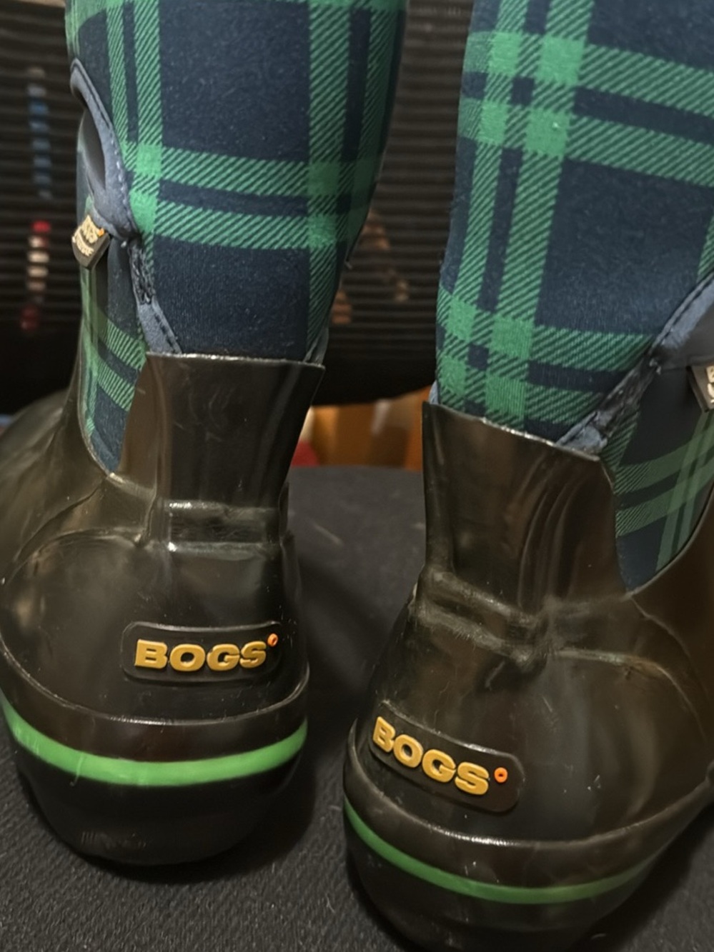 Bogs Green Plaid Athletic Sock-Style Boots